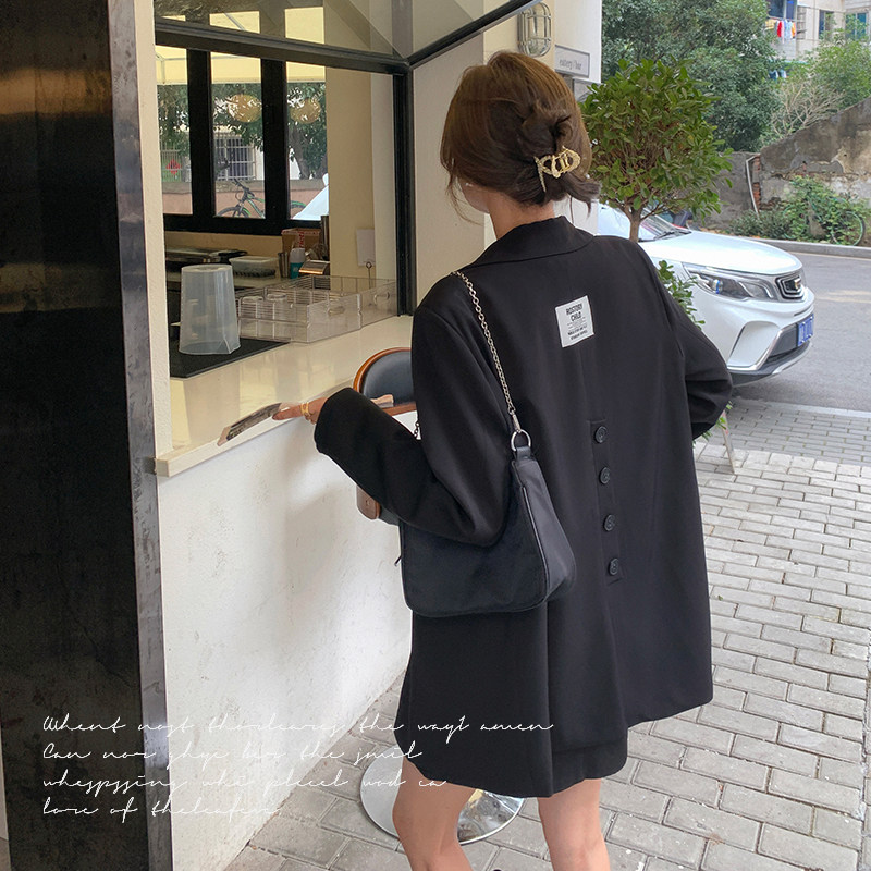 现货！新款！数据好！小个子黑色宽松休闲贴标西装外套P115K168，女装西装，浙宝257