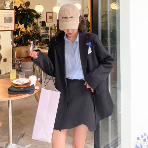 现货！主推款！小个子黑色宽松休闲贴标西装外套P115K168