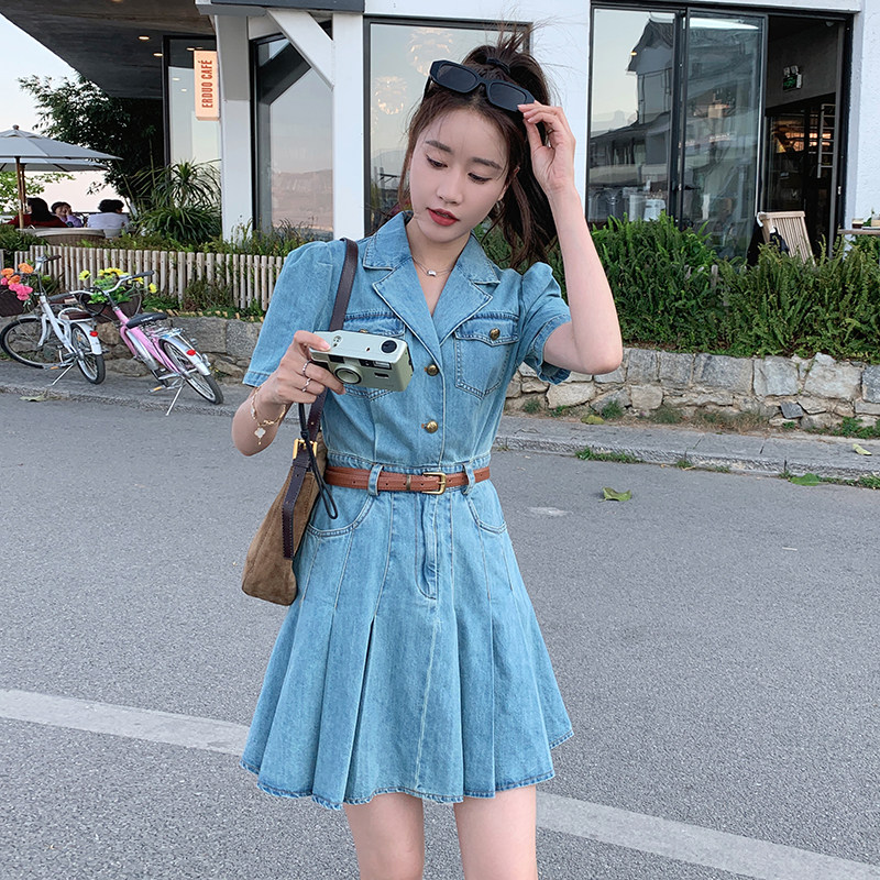 已出货！牛仔连衣裙送腰带257-58280-P135K188,女装连衣裙,浙宝257