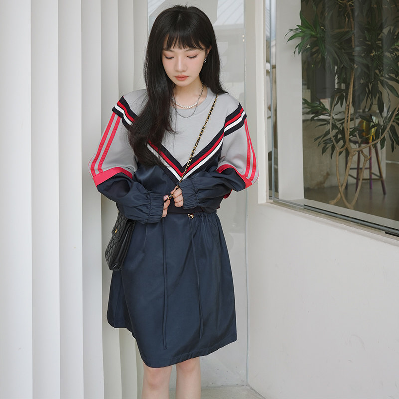 【！现货！】撞色设计感拼接休闲连衣裙P120K178,女装连衣裙,浙宝257