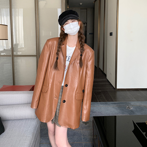 25春 新款现货！西装皮衣咖色皮西装257-58302-P135K188图片