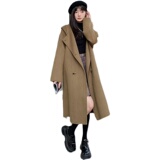 【22冬新品现货！】中长款牛角扣连帽呢大衣257-58221-P195K278，女装毛呢外套，浙宝257