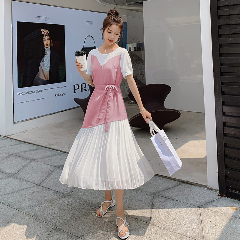 【2022夏新品】已更新！拼接气质连衣裙收腰显瘦P110K168,女装连衣裙,浙宝257