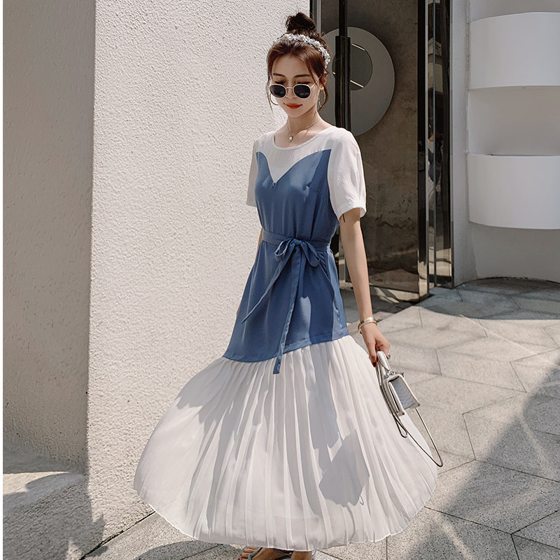 【2022夏新品】已更新！拼接气质连衣裙收腰显瘦P110K168,女装连衣裙,浙宝257