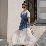 【2022夏新品】已更新！拼接气质连衣裙收腰显瘦P110K168，女装连衣裙，浙宝257