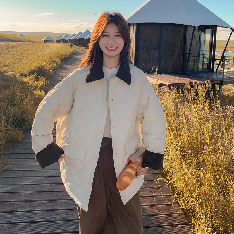 已出货新款菱格棉服韩系格子绗线棉服257-58373-P195K278,女装棉衣/棉服,浙宝257