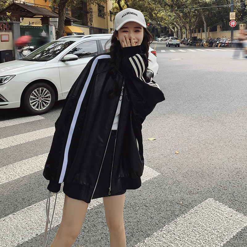 @【新款出货】撞色皮衣外套棒球服257-58308-P155K208,女装短外套,浙宝257