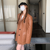 26春新款现货！西装皮衣咖色皮西装257-58302-P135K218，女装皮衣，浙宝257