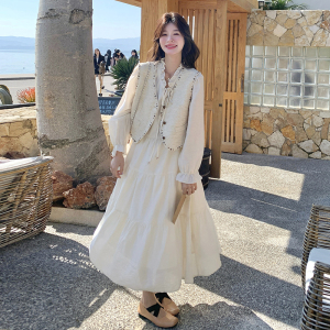 甜美减龄文艺马甲连衣裙两件套女春秋2025新款简单大方巨好看裙子图片