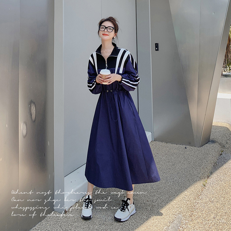 【新款现货】数据好！拼接撞色收腰运动风连衣裙P125K178,女装连衣裙,浙宝257