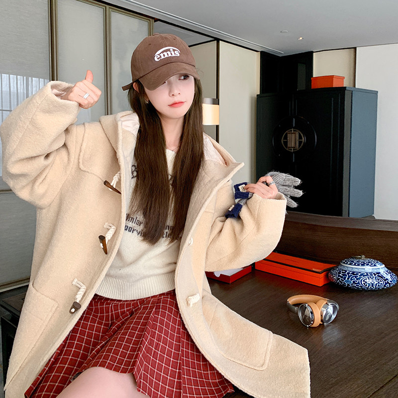 牛角扣夹棉呢大衣257-58327-P175K268,女装毛呢外套,浙宝257