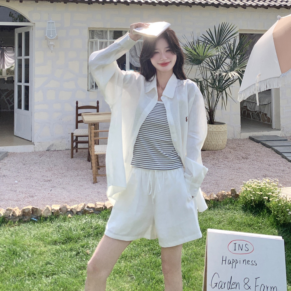 @新品！现货！！棉麻料衬衫三件套257-58502-P155K228，女装套装/套裙，浙宝257