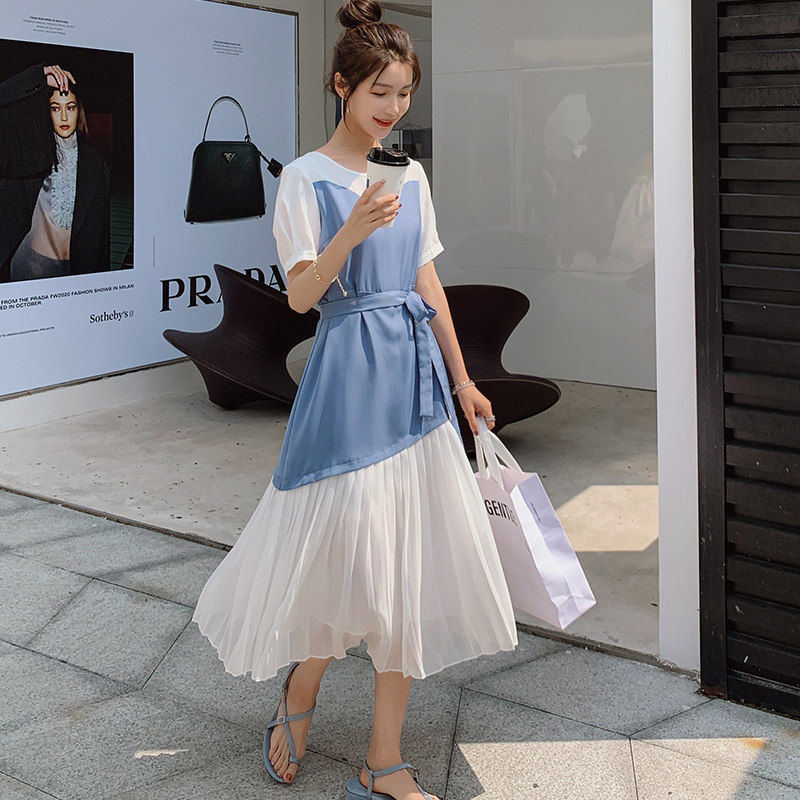 【2022夏新品】已更新！拼接气质连衣裙收腰显瘦P110K168，女装连衣裙，浙宝257