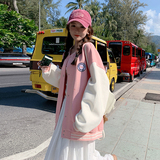 档口现货！粉色学院风棒球服字母刺绣撞257-58250-P135K188，女装短外套，浙宝257