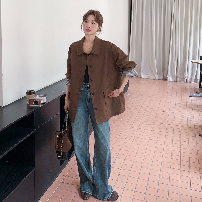 现货主推款！麂皮绒风衣外套257-58536-P175K258，女装皮衣，浙宝257