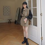 【22秋季】已出货!设计感风衣撞色拼接假两件P140K198，女装风衣，浙宝257