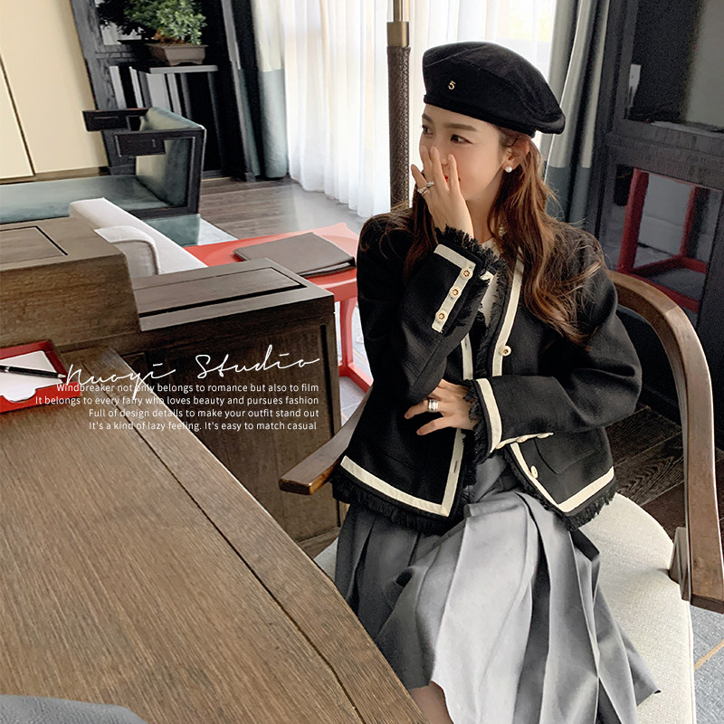 【】主推！小香风拼接撞色复合短外套257-58242-P125K178,女装短外套,浙宝257