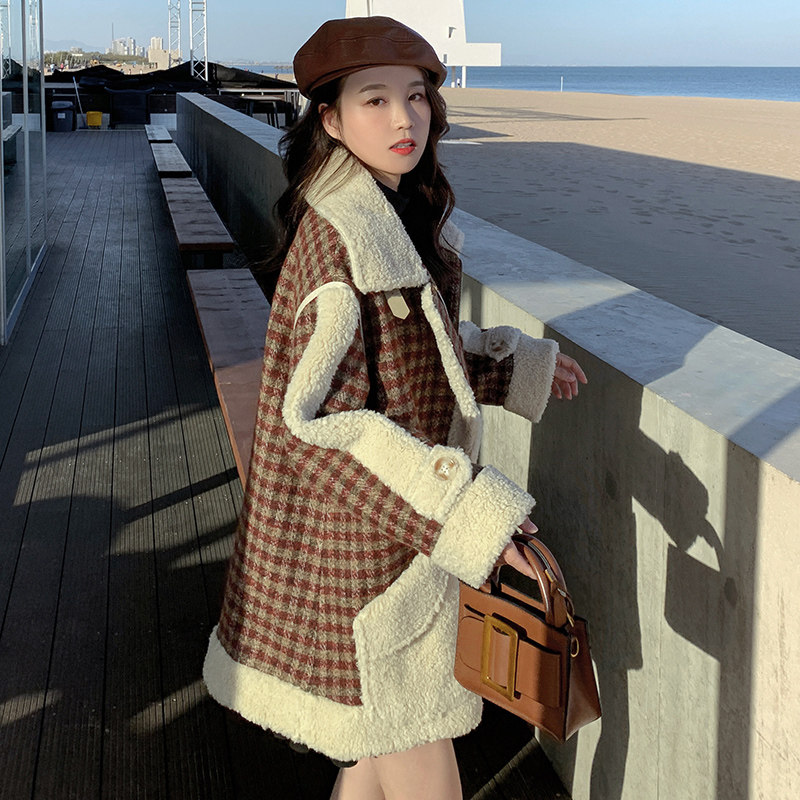 现货加加厚小个子夹羊羔毛加厚毛呢外套P170K248，女装短外套，浙宝257