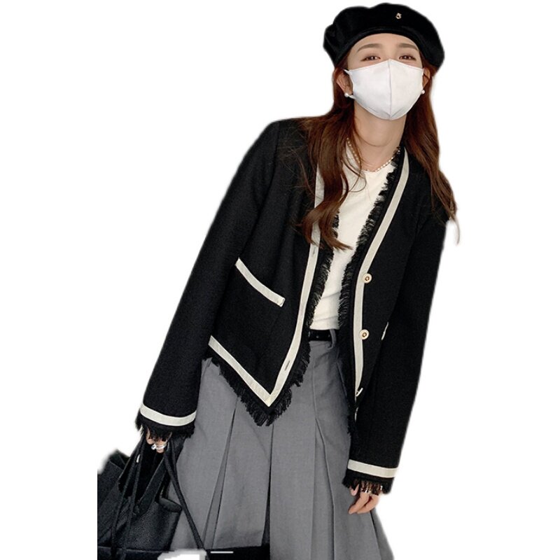 【】主推！小香风拼接撞色复合短外套257-58242-P125K178,女装短外套,浙宝257