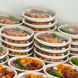 椭圆碗加厚轻食打包盒沙拉减脂餐意面餐盒椭圆形直边健身餐纸浆碗