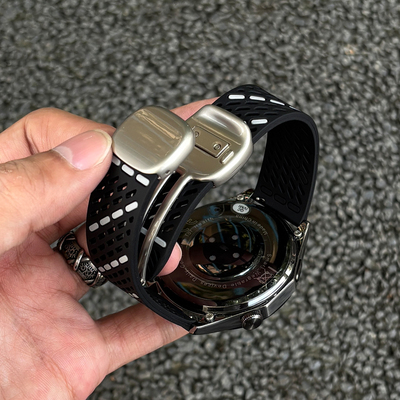 适用华为手表watch654新款圆滑磁吸扣GT7654斜孔透气7Pro双色腕带