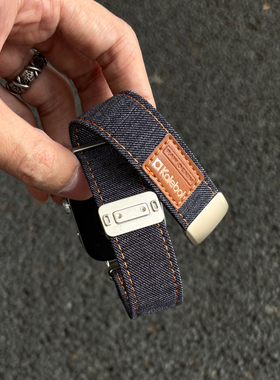 适用华为FIT5/FIT5pro美式牛仔布磁吸扣watchfit4/3时尚皮标腕带