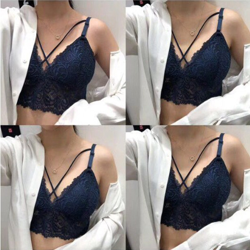 。藤堂家大码女2020夏季气质韩版蕾丝内衣抹胸深交叉绑带美胸背性