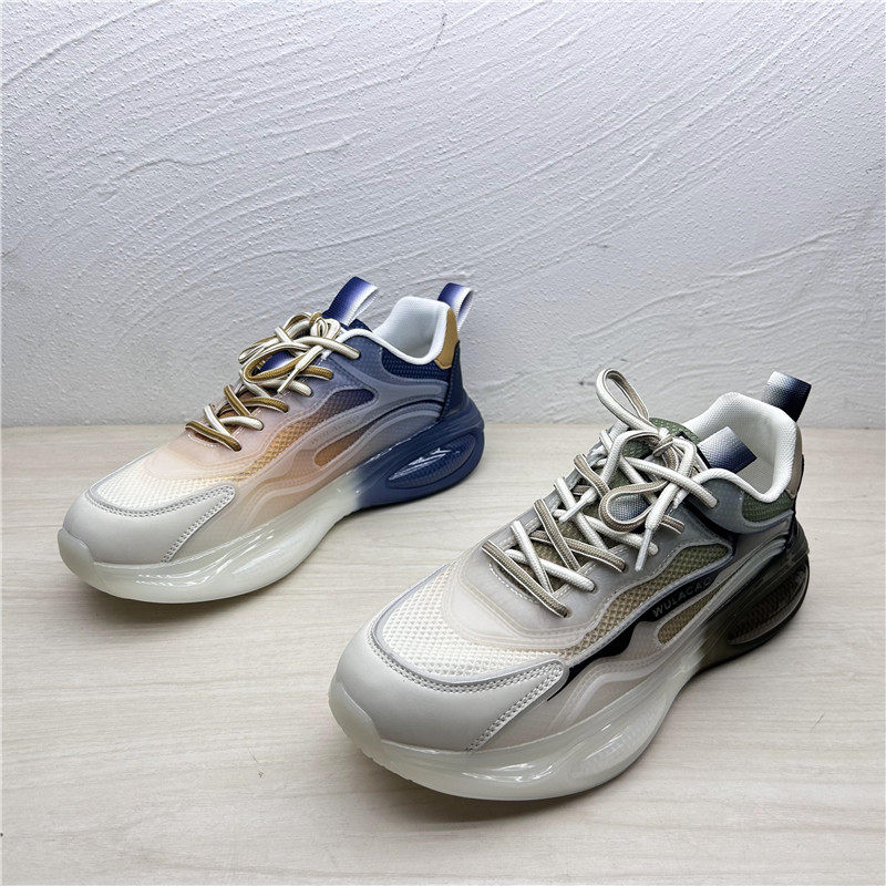 工厂断码处理秋季新款男鞋圆头系带厚底轻便学院风跑步鞋运动鞋