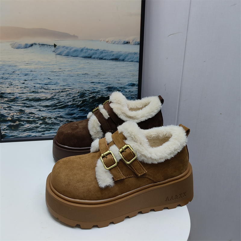 工厂断码处理秋冬季新款女鞋英伦风时尚无厚底增高加绒棉鞋勃肯鞋