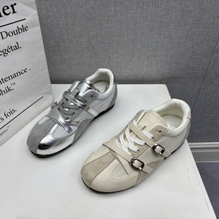 韩版 学院风轻便内增高爆款 日常休闲女单鞋 潮流圆头深口低帮德训鞋