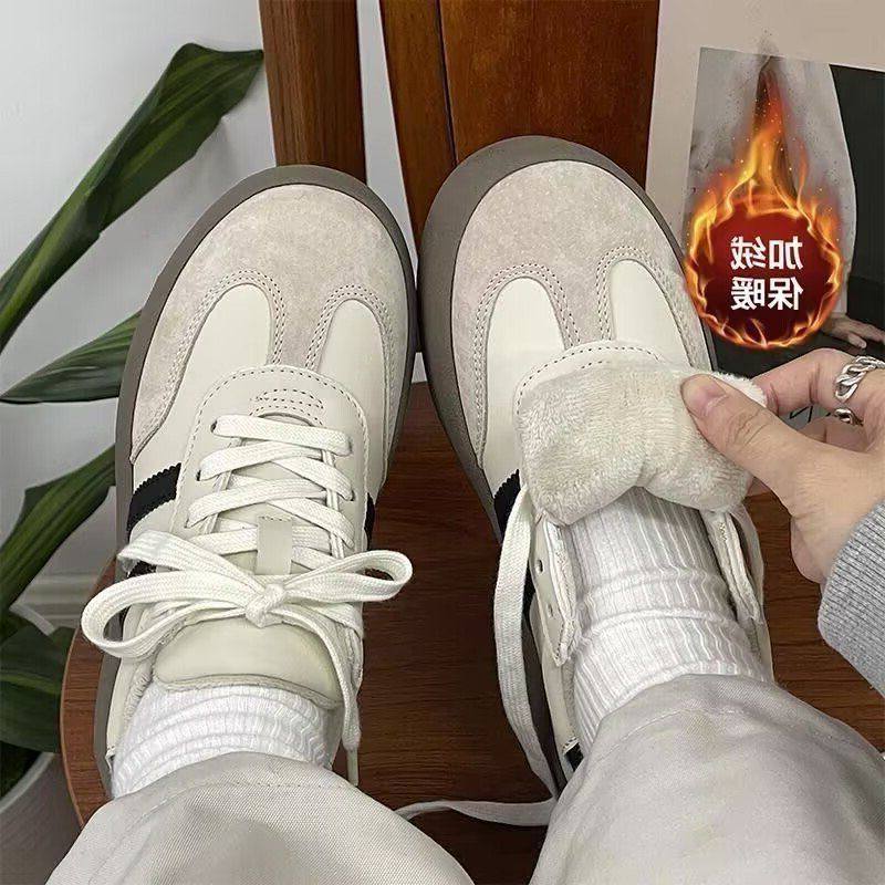 加绒棉鞋韩版保暖复古板鞋女ins2025冬季新款运动休闲德训小白鞋,女鞋,高帮鞋,淘宝优惠券,粉丝福利购,淘宝优惠卷