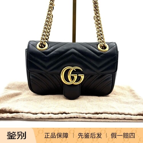 GUCCI古驰 GG Marmont马蒙22黑色成色98新附件防尘袋21897980