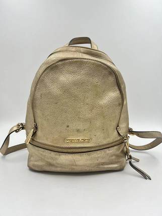 MK 金色荔枝纹牛皮双肩包30*26*12cm 整体成色98新 5707155