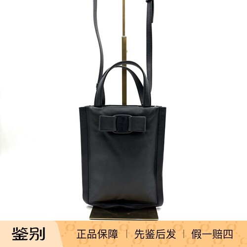 FERRAGAMO菲拉格慕纯色蝴蝶结Logo小方包 99新  20018713