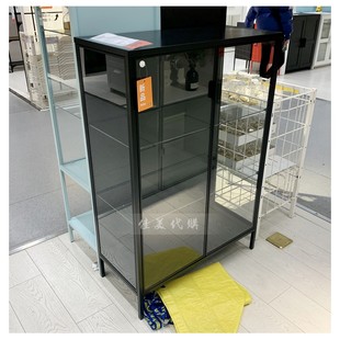 特价IKEA宜家鲁德斯塔玻璃门柜家用陈列储物柜子玻璃展柜国内代购