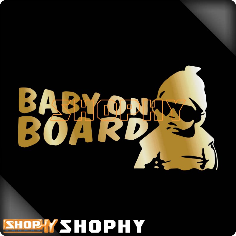 小孩在车内BABYONBOARD有宝宝警示贴潮牌SHOPHY反光荧光汽车贴纸