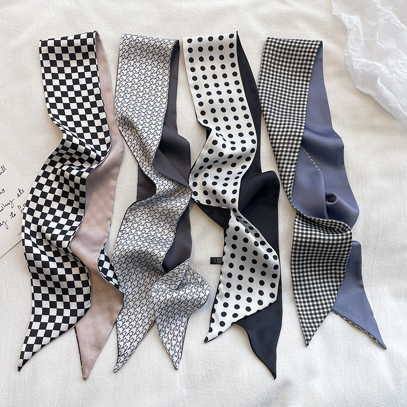 双面窄细尖角黑色系发带丝巾