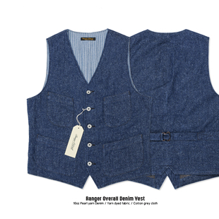 复古 雪花牛仔四袋美式 马甲 纯棉 背心马 Ranger 咔叽工装 Overall