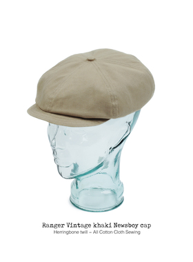 Ranger Vintage Newsboy cap夏款 卡其人字纹报童帽 美式复古鸭舌