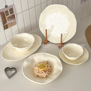 ins风餐具碗碟套装 家用西餐盘子高级感奶油风陶瓷水果意面烤肉盘