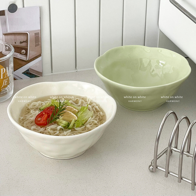 奶油风高颜值家用陶瓷大容量面碗
