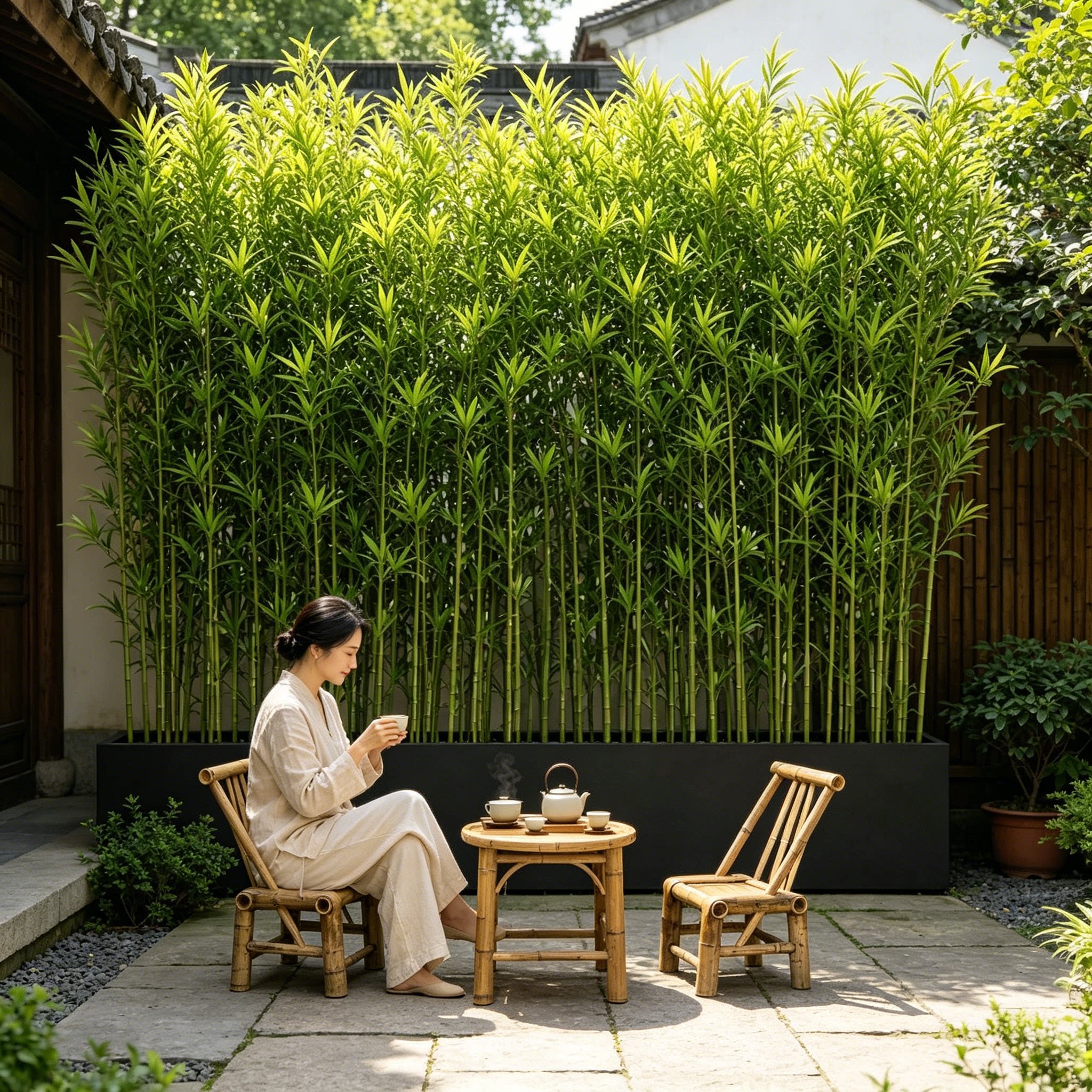 仿真竹子农家小院花箱落地景观造景假绿植庭院围墙缺口遮挡装饰品图片