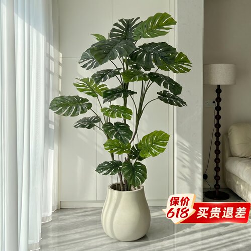 龟背竹绿植高级仿真假盆栽客厅造景高品质轻奢落地绿植卧室装饰