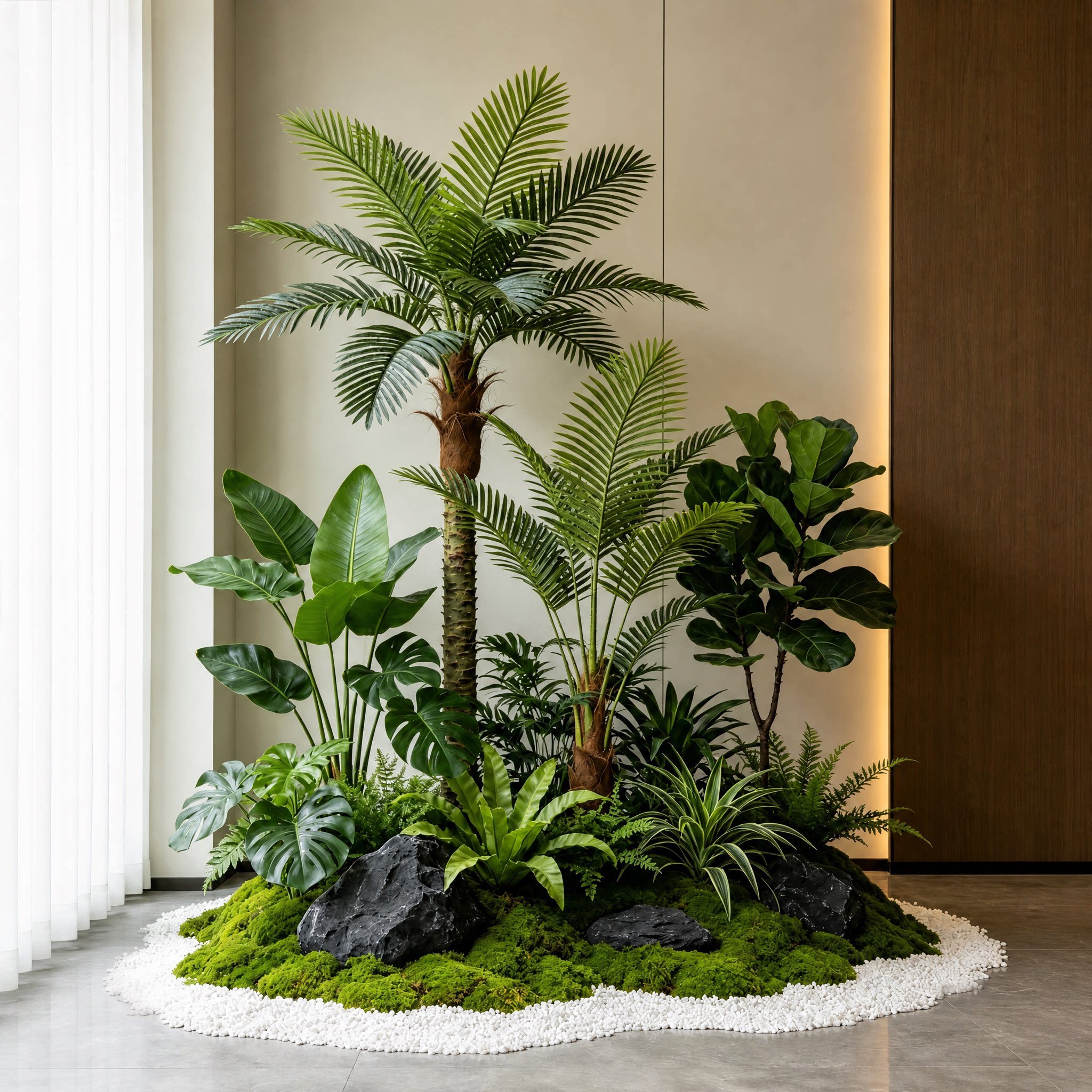 仿真绿植造景组合橱窗室内装饰假植物景观玄关楼梯下商用布置造景图片