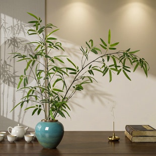 竹子仿真绿植高端轻奢宋代美学禅意摆件新中式 饰茶室陈列 餐桌装