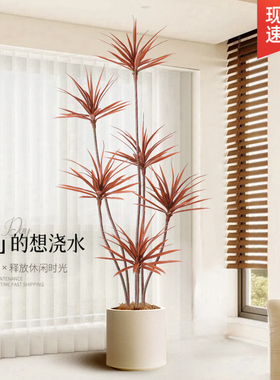 彷真绿色植物假植物轻奢客厅装饰树室内大型盆栽龙血树落地摆件彷