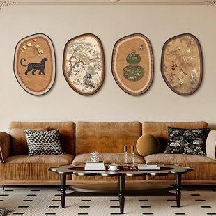 宋式美学法式中古风沙发背景墙客厅装饰画高级感复古艺术组合挂画