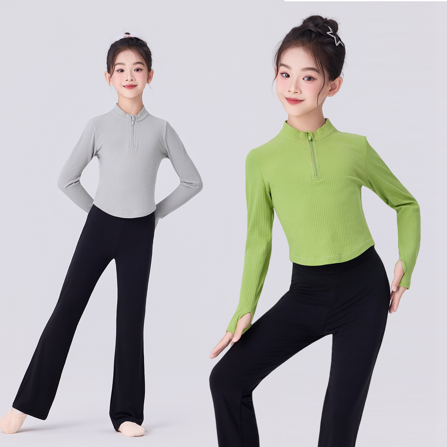 儿童舞蹈服上衣喇叭裤练功服套装