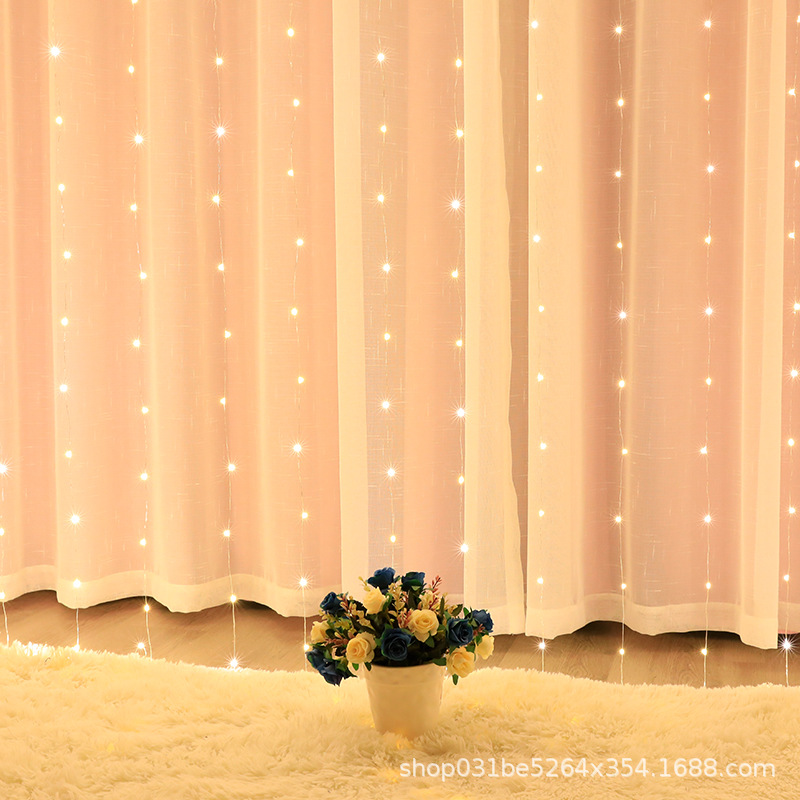 led铜线窗帘灯USB电池遥控款 节日灯装饰灯串 网红背景花园阳台