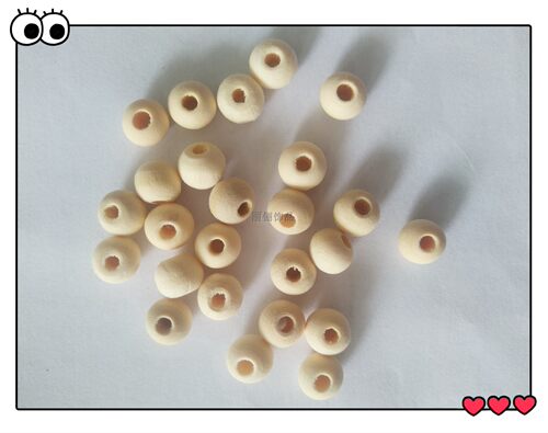 diy毛坯木珠白色通孔7*8mm